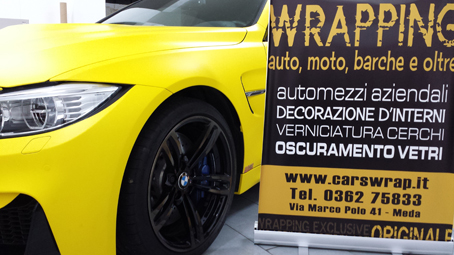 Wrapping BMW M4 in giallo opaco 3m codice 1080-M15